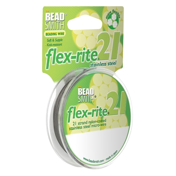 The Beadsmith Flex-Rite Beading Wire - 21-Strand, 0.014" (0.35 mm) Dia, Clear, 100 ft