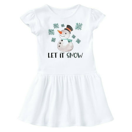 

Inktastic Let It Snow Cute Snowman in Hat and Scarf Gift Baby Girl Dress