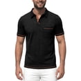 thumbnail image 2 of KLHDSF Men's Polo Shirts Short Sleeve Casual Summer Cotton Shirts for Men Performance Collared Golf Shirts with Pocket Black L, 2 of 4