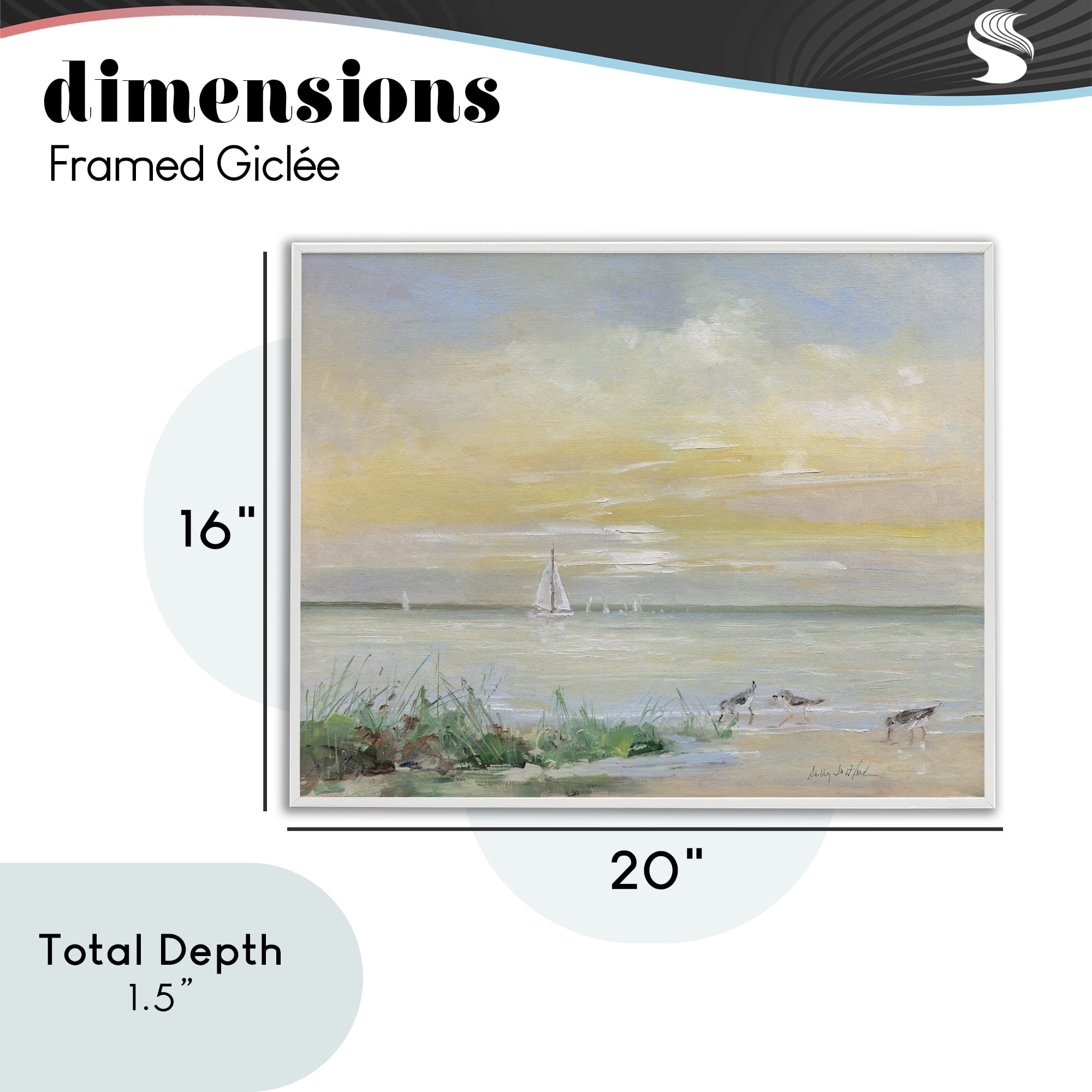 Stupell Industries Sailboats & Sanderlings Shore White Framed Giclee Art, design by Sally Swatland