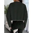 thumbnail image 4 of Women'S 2025 Fall Crew Neck Cropped Sweater Oversized Ribbed Knit Pullover Tops Black One size, 4 of 8