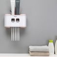 thumbnail image 4 of Yuarrent Juego de soporte para de dientes, dispensador automático multifunción, a prueba de polvo, montado en la pared, accesorios de Almacenamiento y organización del hogar Rosado, 4 of 6