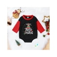 thumbnail image 2 of Gureui Newborn Baby Girls Boys Christmas Romper,Casual Letter Print Plaid Patchwork/Contrast Color Round Neck Long Sleeve Jumpsuits, 2 of 9
