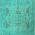 thumbnail image 1 of Ahgly Company Machine Washable Indoor Square Oriental Turquoise Blue Industrial Area Rugs, 7' Square, 1 of 4