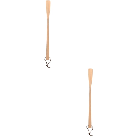 MLINS Set of 2 Premium Wooden Shoe Horns for Easy Shoe Wearing, Smooth Wood Shoehorns for Comfortable Footwear Use