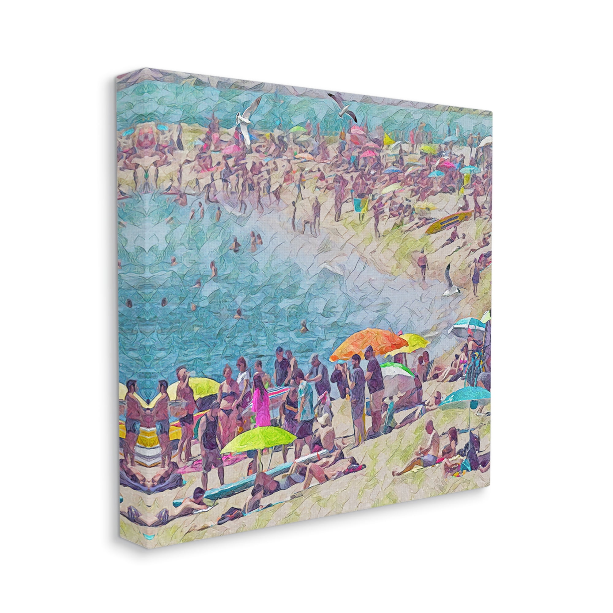 Stupell Industries Abstract People on Beach Landscape Painting Gallery Wrapped Canvas Art Print Wall Art, 36 x 36