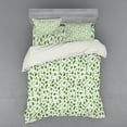 thumbnail image 2 of Tropical Duvet Cover Set, Exotic Plants Coconut Shamrock Leaves Botanical Fern Jungle Blooms Pattern, Bedding Set with Shams and Fitted Sheet, 3 Sizes, by Ambesonne, 2 of 3