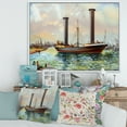 thumbnail image 2 of Designart 'The Ancient Boat Leaving The Harbor' Nautical & Coastal Framed Canvas Wall Art Print, 2 of 5