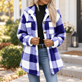 thumbnail image 2 of Dnhxils Womens Fleece Jackets Casual Mock Neck Plaid Jacket with Pockets Button Up Long Sleeve Outerwear for Womens Winter Fashion Blue XL, 2 of 9