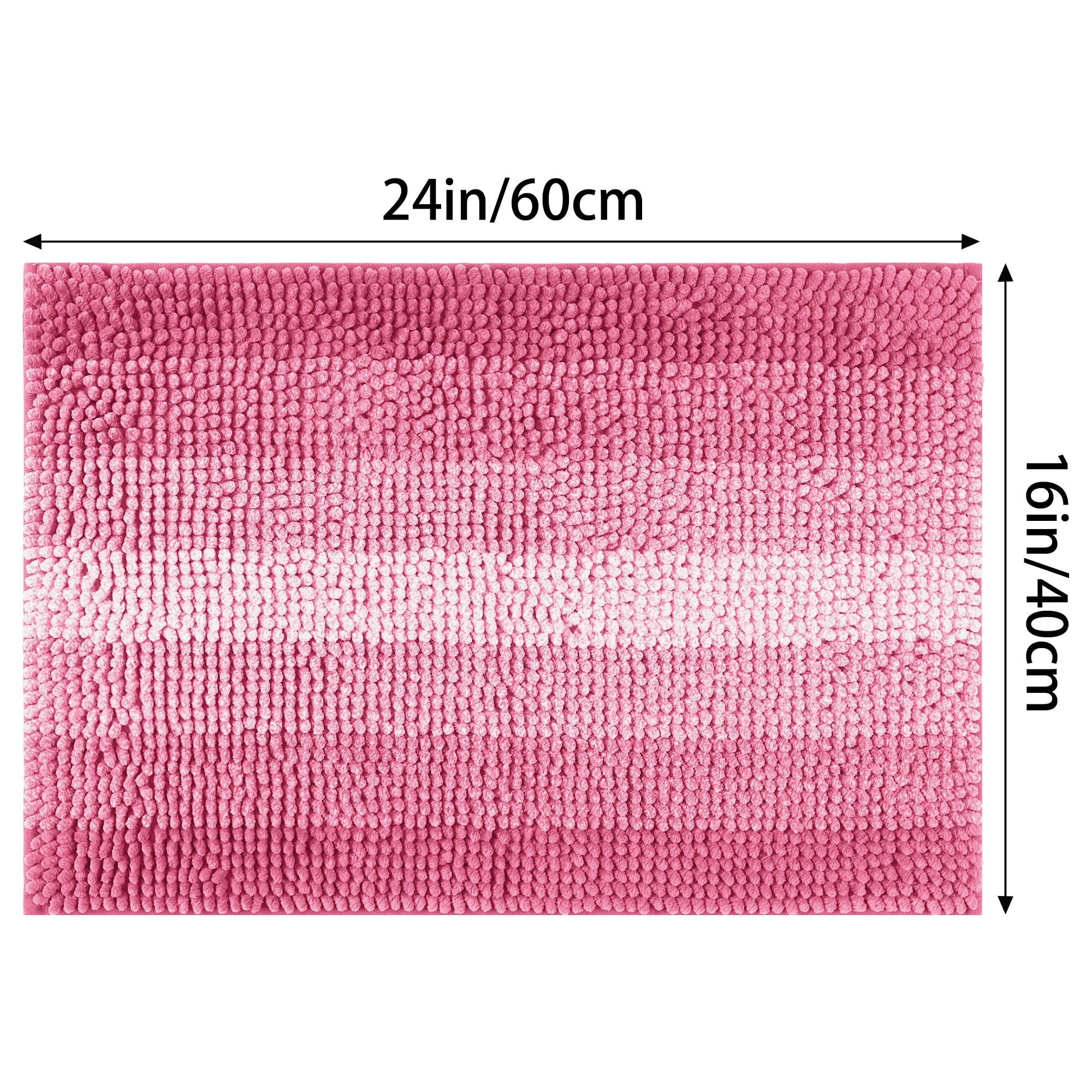 Unique Bargains Striped Bathroom Rugs Non-Slip Bath Carpet Bath Mats Pink 16"x24"