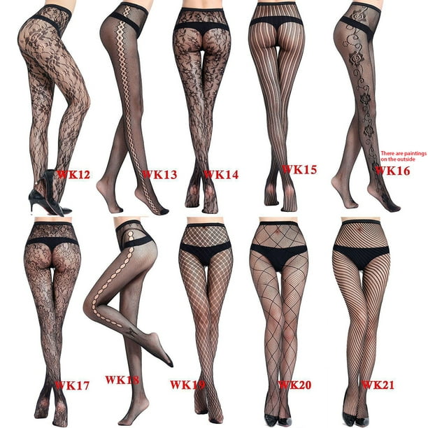 Fishnet Stocking Hollow Out Pantyhose Lace Solid Color Long Tights