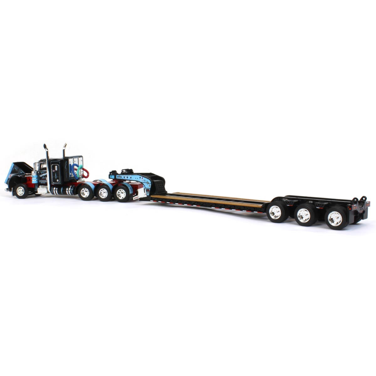 DCP 1/64 Diecast Peterbilt 389 Sleeper, Tri-Axle Lowboy, Transport