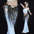 thumbnail image 3 of Minnieouse Lady Belly Dance Hip Bufanda Accesorios Bellydance Cintura Traje Nylon Malla Hilo Suministros de belleza Rendimiento Azul Cinturones Oro negro Minnieouse PS15803-07, 3 of 6