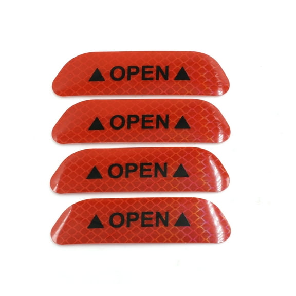 Unique Bargains 4pcs Red Car Door Stickers Open Sign Reflective Safety Warning Mark Tape Decal