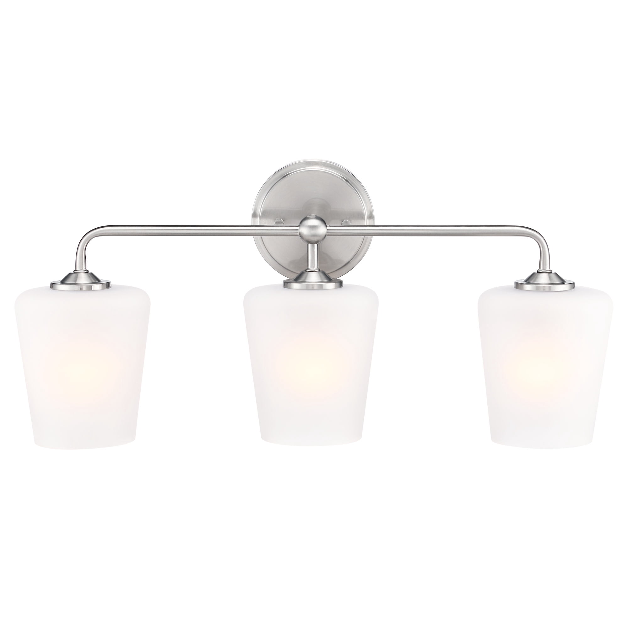 Sylva 3-Light Vanity Light, Frosted Glass Shades, Satin Nickel
