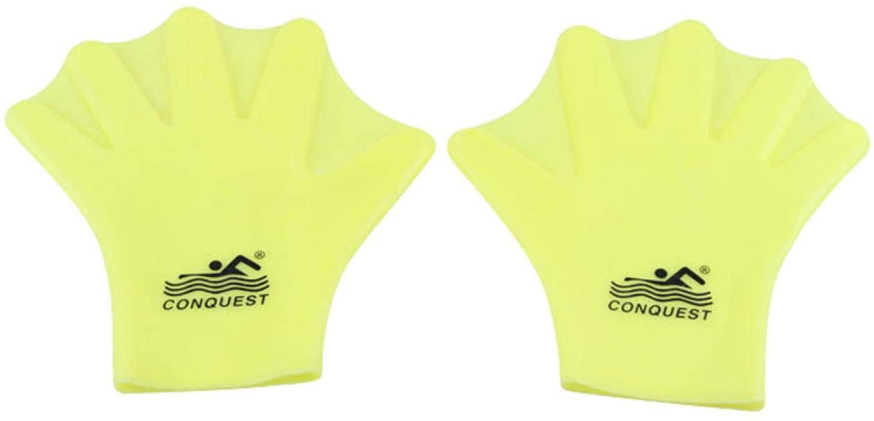 Silicone Webbed Swimming Glovers Aqua Fit for Adult & Kid Swim Training Full Finger Webbed Water Gloves for Unisex Children 1 Pair 