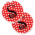 thumbnail image 1 of Monogram Initial S Rouge & Noir à Pois Ensemble de 2 Porte-Gobelets sous-Verre de Voiture, 1 of 1