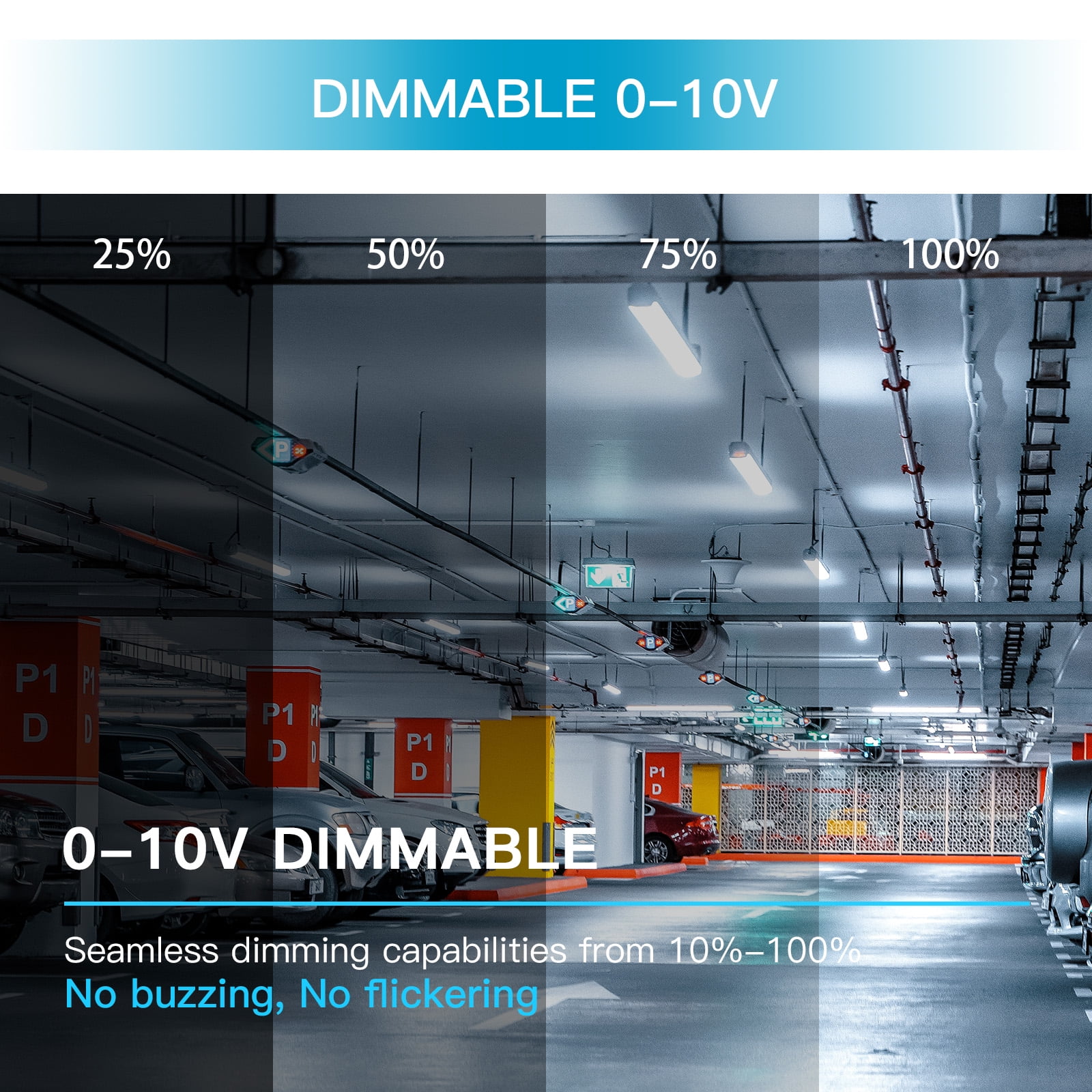 4FT Led Light Fixtures,45W 0-10V Dimmable Led Shop Light,48 Inch Led Light Fixture,5850LM, 3500-5000K, Dimmable 4FT Shop Light,Warehouse,Garage 5 Year Support(Chain Inside Lamp Shade)