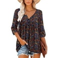thumbnail image 2 of WQD Womens Long Sleeve Shirts Dressy Casual Floral Blouses Loose Tunic Tops for Fall Winter Spring (Available in Plus Size), 2 of 5