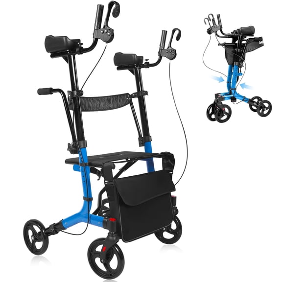 Arshin Senior Mobility Aid,Heavy-Duty Rollator Walker with Seat,450 lbs Capacity,19 lbs Ultra Lightweight Foldable Design,10" All-Terrain Wheels for Indoor Outdoor,Adjustable Height(Blue)