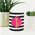 thumbnail image 2 of CTDream 11oz. Coffee Mug Gift, Modern Black White Stripes Hot Pink Fuchsia Watercolor Faux Gold Glitter, Monogram Letter T, 1-Pack, Includes Gift Box, Christmas Birthday Graduation Present Ideas, 2 of 6