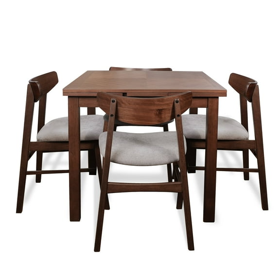 CONSDAN Extendable Dining Table Set for 4, Solid Hardwood Structure – Space-Saving Design, Ideal for Compact Dining Space and Expands for Larger Dining Areas