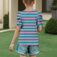 thumbnail image 4 of Viluyesy Girls T-Shirt 10-12 T, Crew Neck Bubble Short Sleeve Striped Prints Summer Casual Fashion Tee Dark Blue(4-15T), 4 of 4
