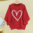 thumbnail image 3 of Women Heart Print Sweatshirt Spring Autumn Women Sweatshirt Heart Print Pure Color Round Neck Loose Long Sleeves Pullover Valentines Day Top Fall Long, 3 of 8
