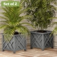 thumbnail image 6 of Pure Garden 14.75-Inch Outdoor Lattice Planter Box Plant Pot 2-Pack, Gray, 6 of 7