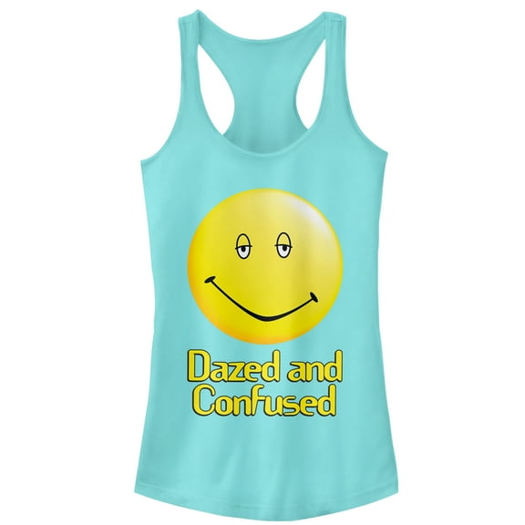 Junior's Dazed and Confused Big Smiley Logo  Racerback Tank Top Cancun Medium