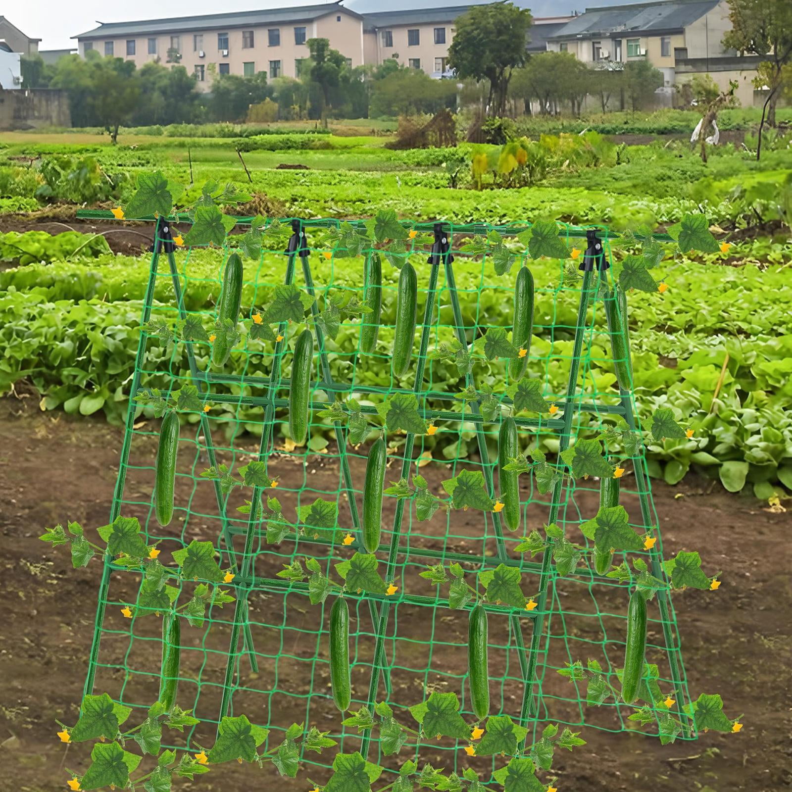 CarpNettore A Frame Garden Trellis Tomatoes Cucumber Trellis Plant Support with Climbing Net