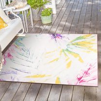 Jill Zarin Caribbean Outdoor Collection Area Rug - Aruba (10' Square Ivory/Black)