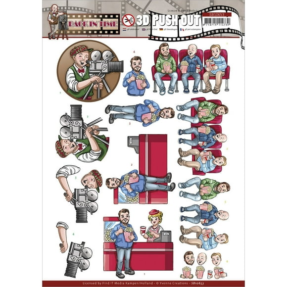Find It Trading Yvonne Creations Punchout Sheet-Movie, Big Guys Back In Time SB10653