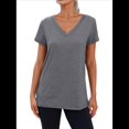 thumbnail image 3 of Camiseta Informal con Cuello en V para Mujer, Gris, Talla S, 3 of 8