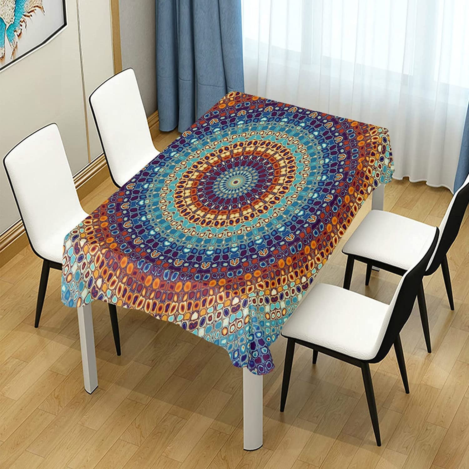 Waterproof Oil and Spill Proof Square Table Cloth for Dinning Table xigua Indian Motifs Mandala Pattern Rectangle Tablecloth 54 x 54 Buffet Table Wedding & More Holiday Parties