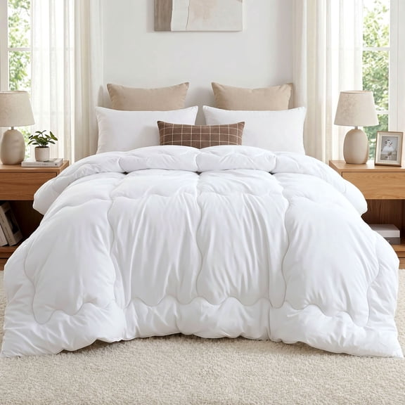 MARNUR Luxury Comforter Duvet Insert Queen Size, 300GSM All Season Down Alternative, Hotel Cooling Quilted Comforters with 8 Tabs, Machine Washable 88" x 88"