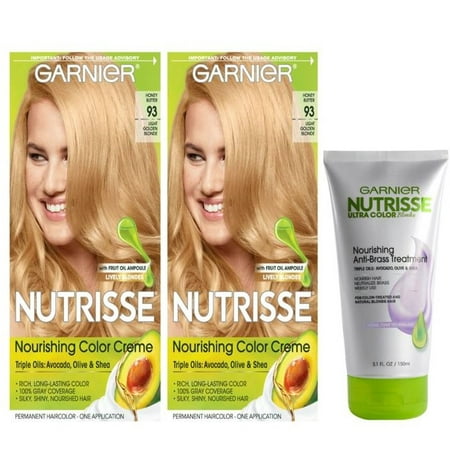 Garnier Nutrisse Nourising Hair Color Kit, Light Golden Blonde, Free Antibrass
