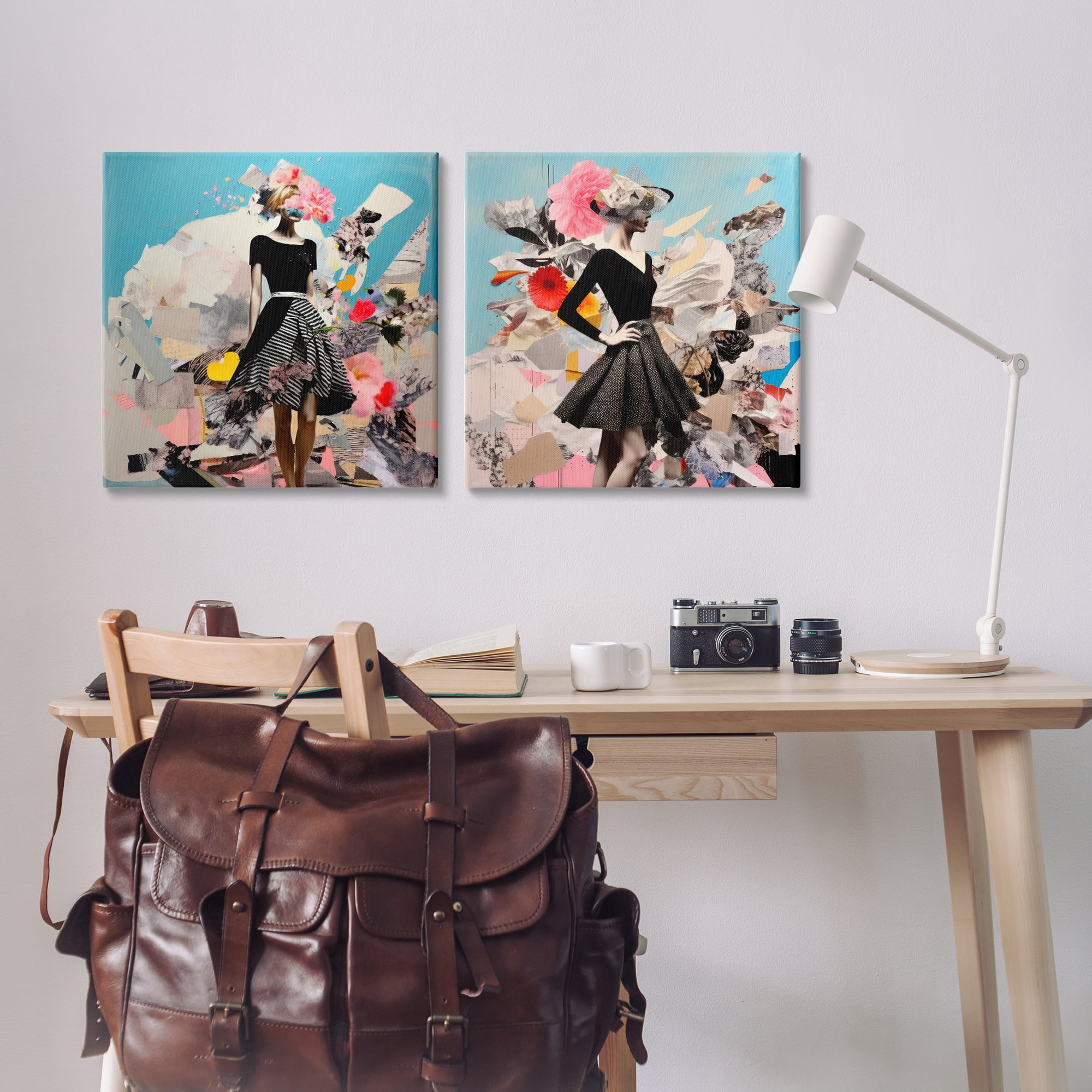 Stupell Industries Glam Fashion Figure Pose People Painting Wrapped Canvas Art Print Wall Art, 24 x 24, Set of 2