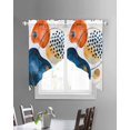 thumbnail image 3 of Orange Blue Boho Swag Valances for Windows, Ethnic Abstract Geometric Striped Rod Pocket Sheer Valances for Small Windows, Swag Toppers Light Filtering for Kitchen Living Room 2 Panels 28''x36'', 3 of 6