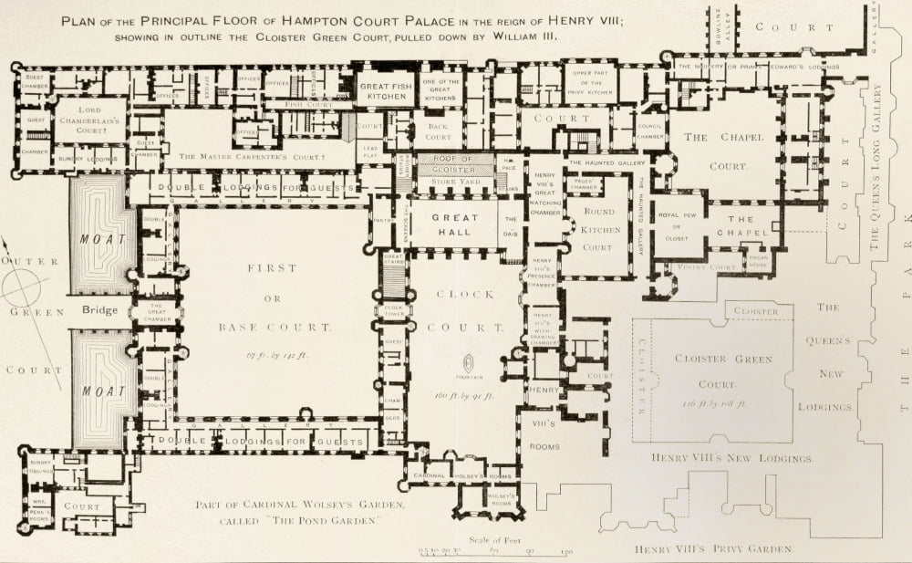 Plan Of Principal Floor Of Hampton Court Palace As It Was