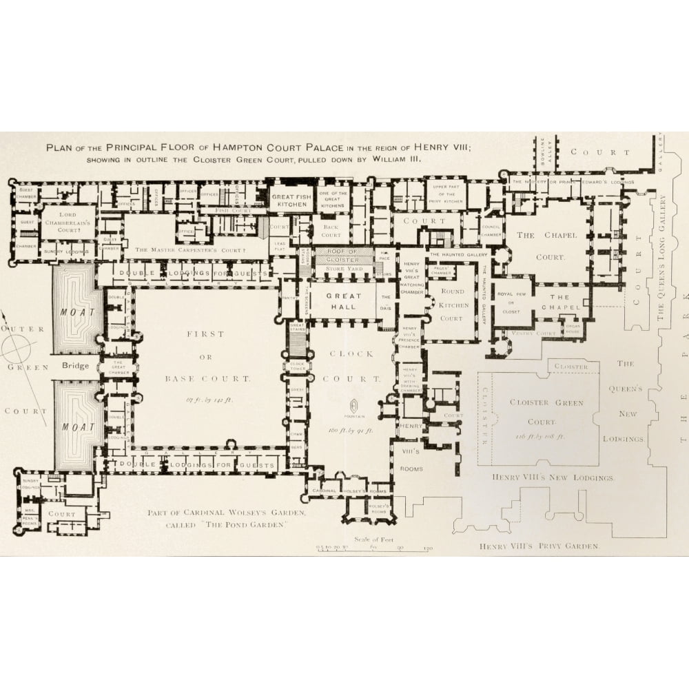 Plan Of Principal Floor Of Hampton Court Palace As It Was
