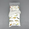 thumbnail image 2 of Fishing Duvet Cover Set, Fishing Tackle Bait for Spearing Trapping Catching Aquatic Animals Molluscs Design, Bedding Set with Shams and Fitted Sheet, 3 Sizes, by Ambesonne, 2 of 3