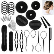 Bueautybox 71Pcs/Set Hair Styling Accessories Kit Set Bun Maker Hair Braid Tool for Making DIY Hair Styles Black Magic Hair Twist Styling Accessories for Girls or Women