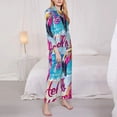 thumbnail image 3 of Hirioo Tropical Flamingo Summer for Women's Pajama Sets 2 Piece Pjs Women's Long-Sleeved Pajama Set Button Down Sleepwear,S-XXL-, 3 of 7