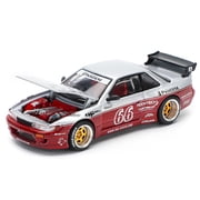 Nissan Pandem S13 RHD (Right Hand Drive) #66 Moontech Silver and Red Metallic 1/64 Die Cast Model Car by Pop Race