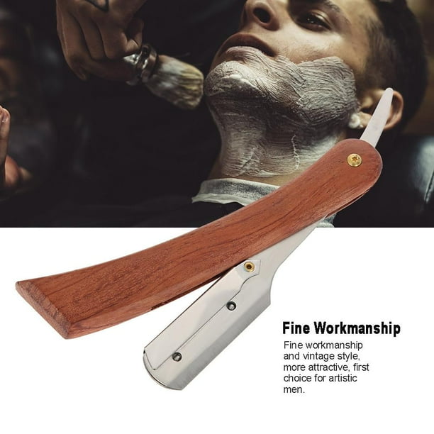 Kritne Classic Wood Grain Barber Shaver Straight Edge Razor Folding