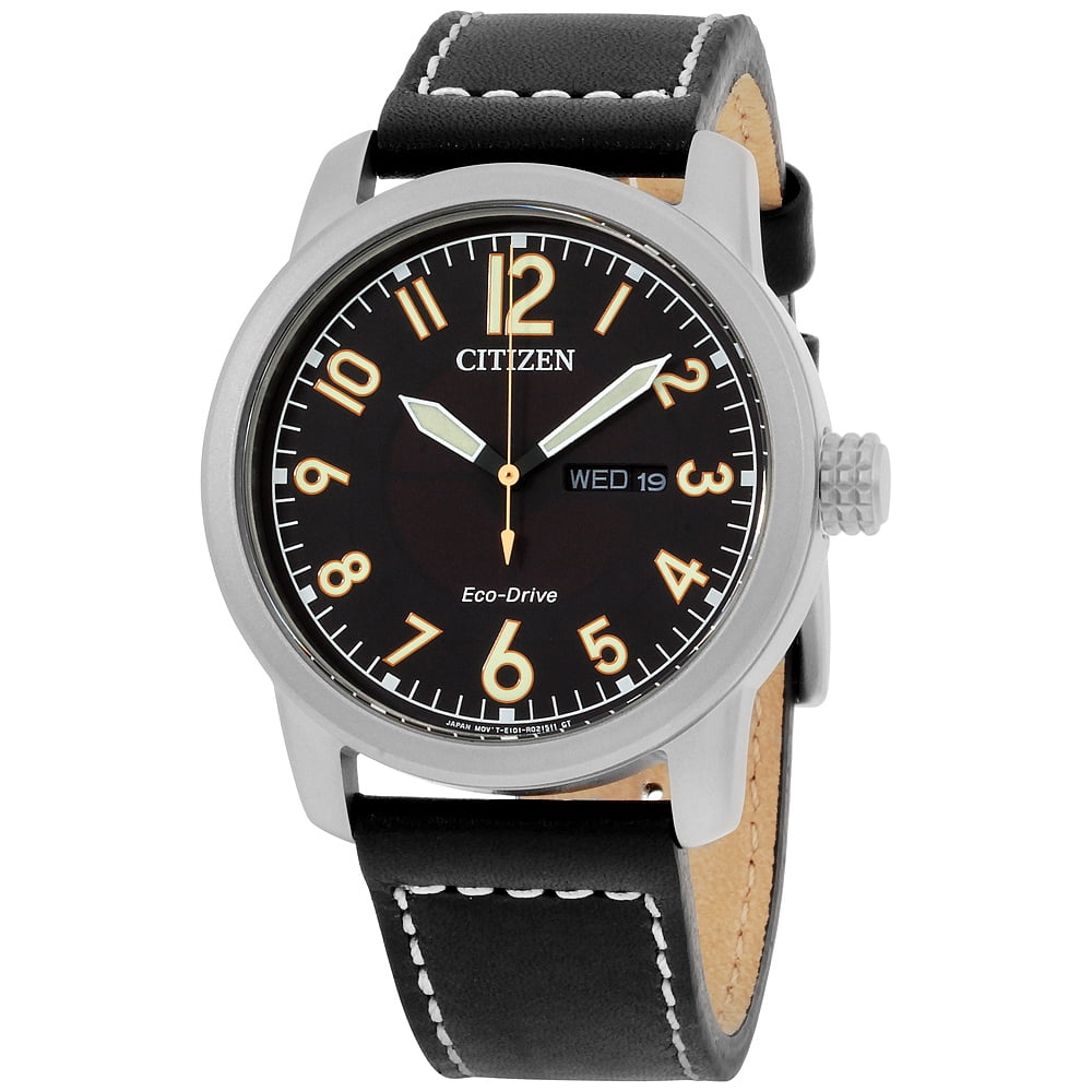 CITIZEN - Citizen Men's Chandler 42mm Black Leather Band Steel Case Eco-Drive Analog Watch