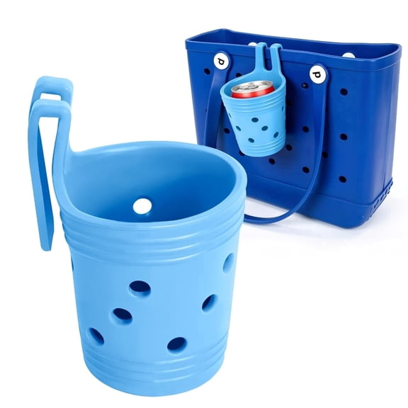 Oudizz Cup Holder for Bogg Bag, Drink Holder Attachment for Beach Tote, Water Bottle Holder for Bogg Bag Accessories Blue