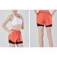 thumbnail image 2 of Women's 2-in-1 running shorts, gym yoga exercise shorts, beach shorts with zippered pockets, 2 of 5