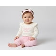 thumbnail image 2 of Baby Essentials Infant Girl 3 Piece Layette Set with Bodysuit, Quilted Jogger Pants & Headband – Cozy Fall & Winter Outfit (Pink Mama’s Mini, 6 months), 2 of 7